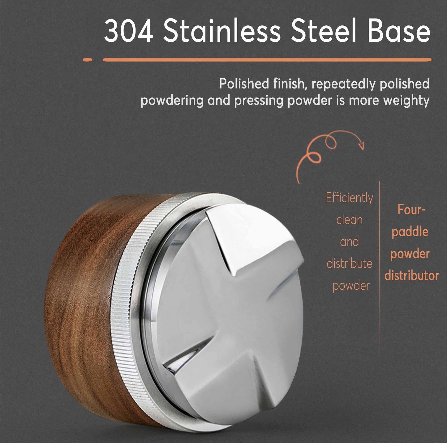 Tamper & Distributor with Wooden Handle - MUVNA