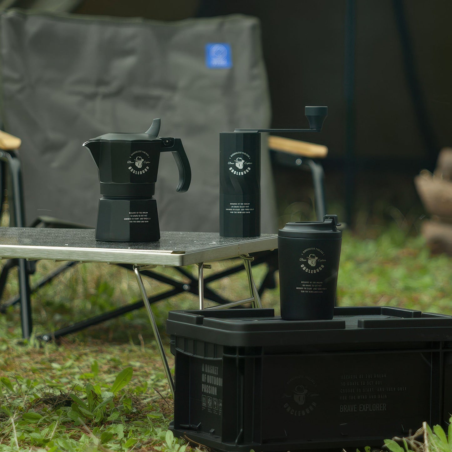 Travel Coffee Case with Moka Pot & Manual Grinder